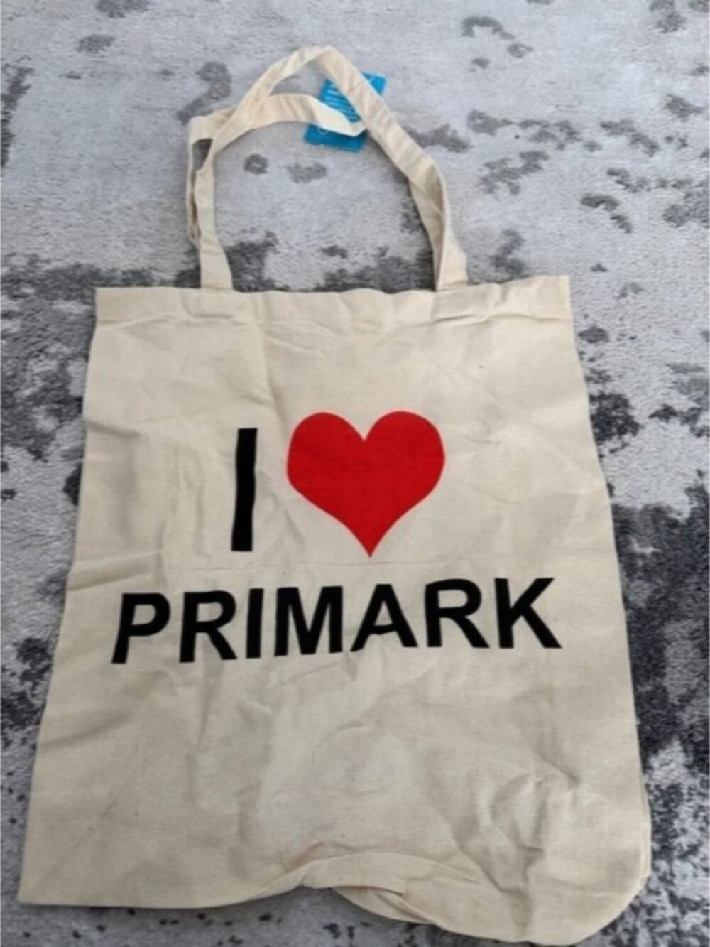 Primark Natural Canvas reusable Tote with Red Heart Print - Picture 3 of 4